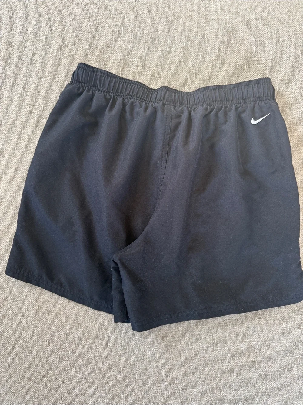 Nike Black Men’s Swim Trunks with White Swoosh - Size L